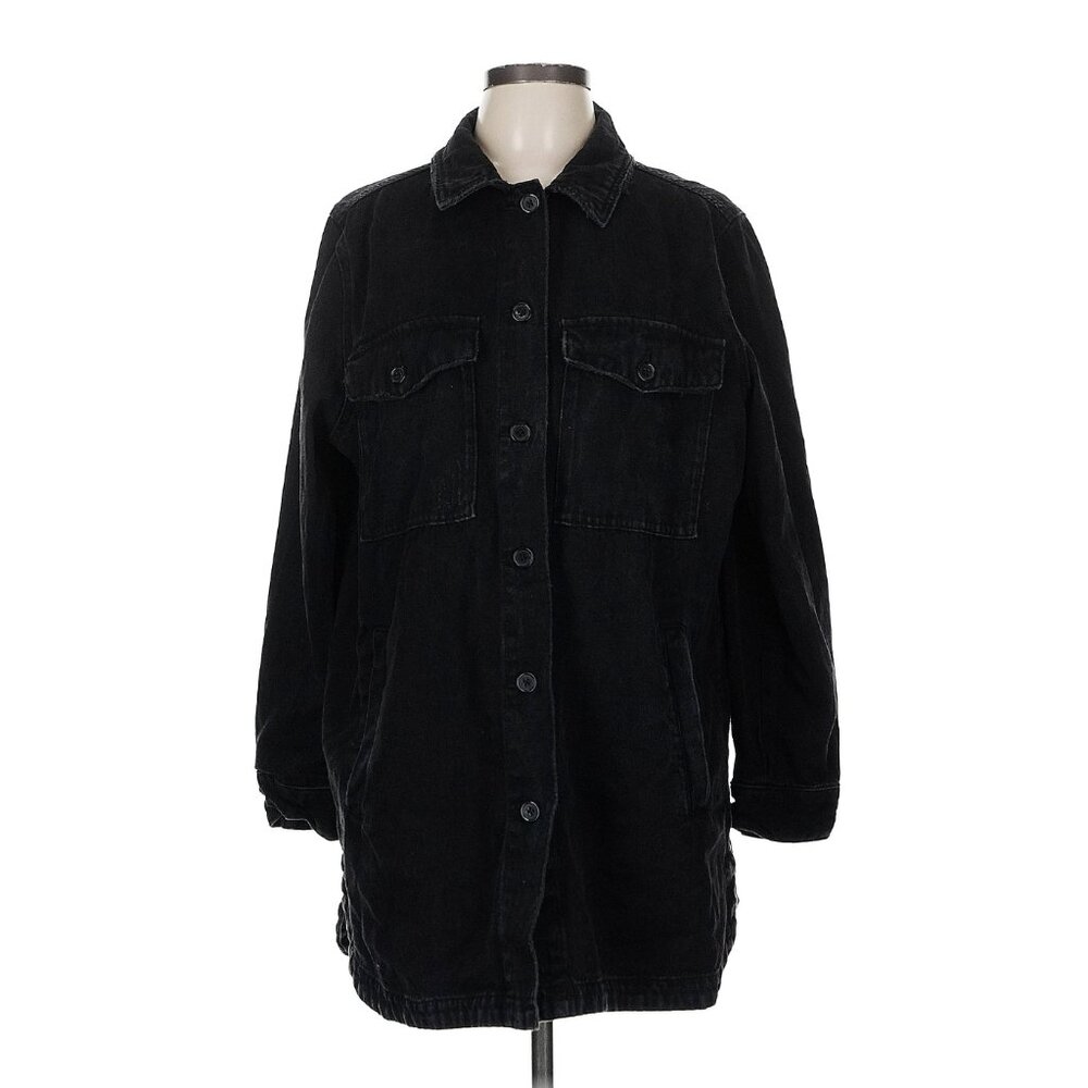 Zara Women's Black Distressed Denim Jacket / Shacket